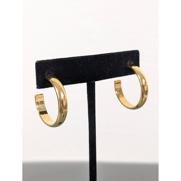 Vintage Napier Classic Gold Tone Hoop Earrings Pierced - Picture 1 of 5